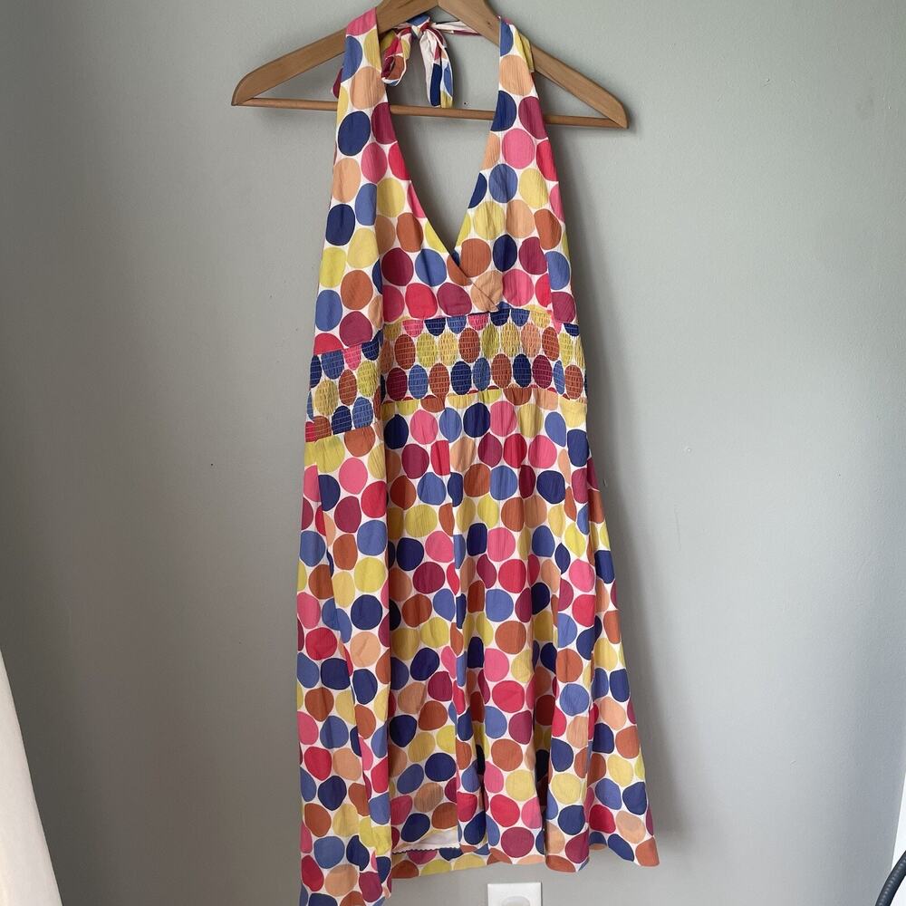 Anthropologie Multicolor Polka Dot Halter Sundress